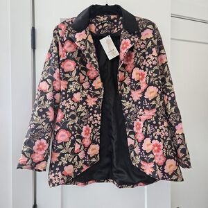 SHEIN Black and Pink Floral Blazer